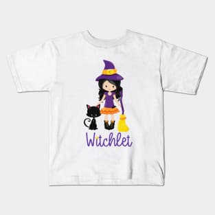 Kids Witch Design Halloween Gift Witchlet Wicca Pagan Magic Kids T-Shirt